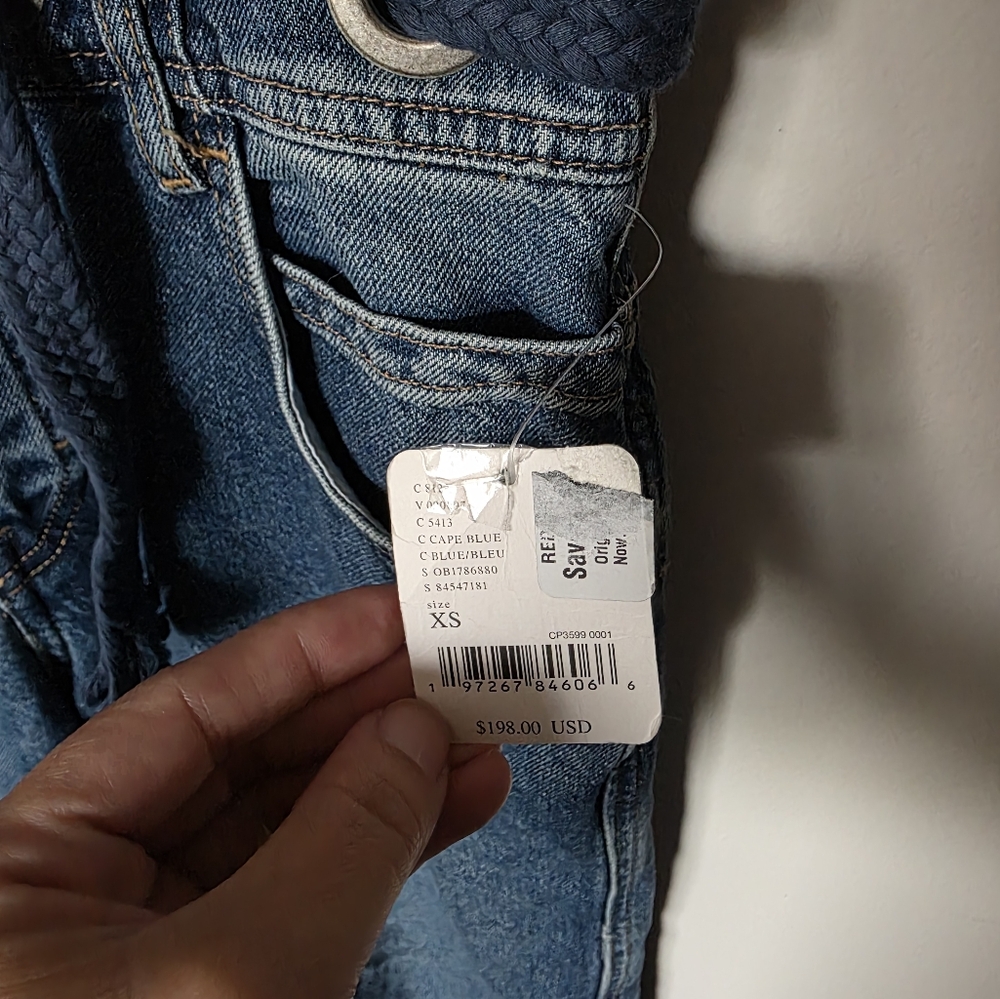 FREE PEOPLE EDISON WIDE LEG COVERALL OVERALL BLUE JEANS SIZE XS‎ - Picture 7 of 11
